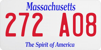 MA license plate 272AO8
