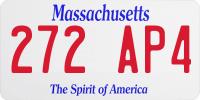 MA license plate 272AP4