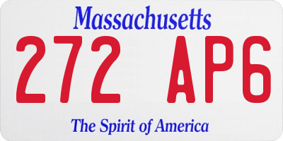 MA license plate 272AP6