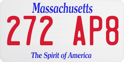 MA license plate 272AP8