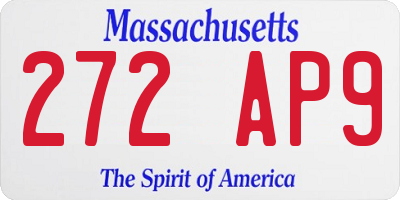 MA license plate 272AP9