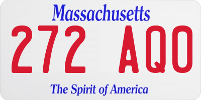 MA license plate 272AQ0