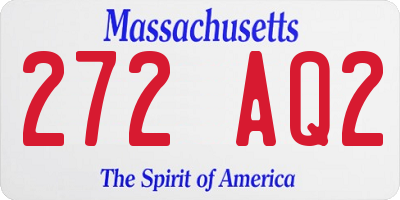 MA license plate 272AQ2