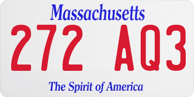 MA license plate 272AQ3