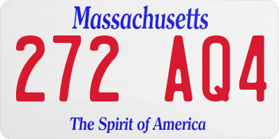 MA license plate 272AQ4