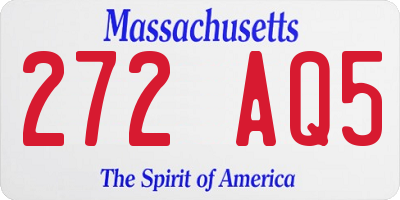 MA license plate 272AQ5