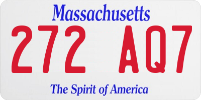 MA license plate 272AQ7