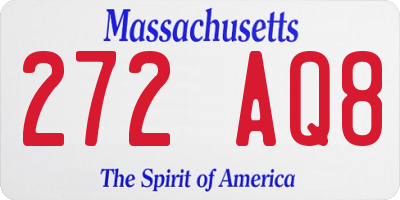 MA license plate 272AQ8