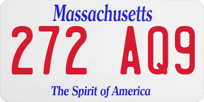 MA license plate 272AQ9