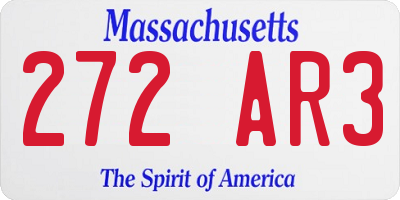 MA license plate 272AR3