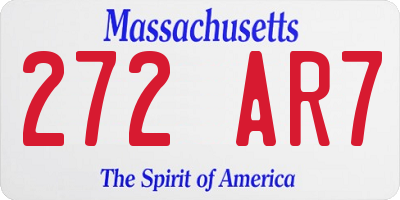 MA license plate 272AR7