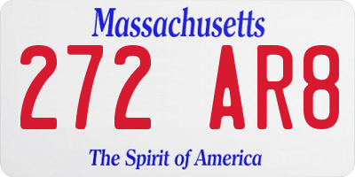 MA license plate 272AR8