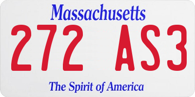 MA license plate 272AS3