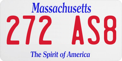 MA license plate 272AS8