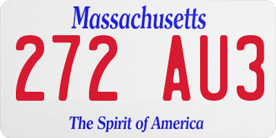 MA license plate 272AU3