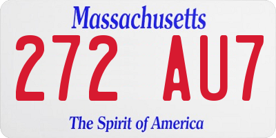 MA license plate 272AU7