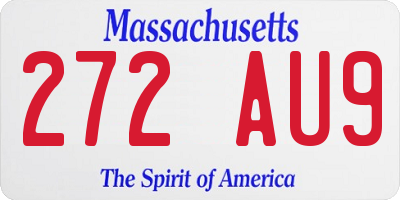 MA license plate 272AU9