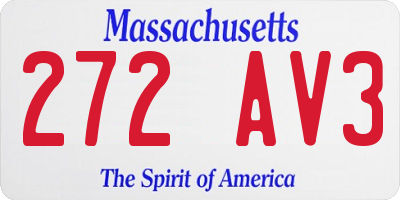 MA license plate 272AV3