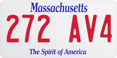 MA license plate 272AV4