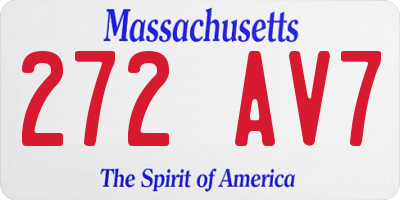 MA license plate 272AV7