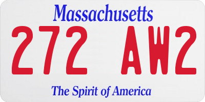 MA license plate 272AW2