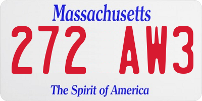 MA license plate 272AW3
