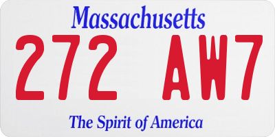 MA license plate 272AW7