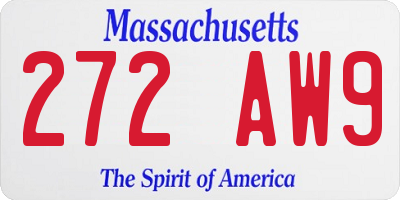 MA license plate 272AW9