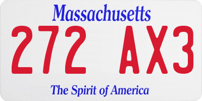MA license plate 272AX3