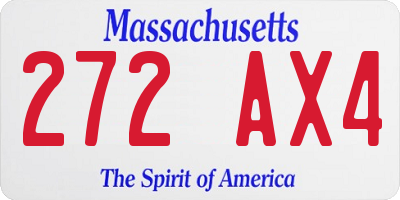 MA license plate 272AX4