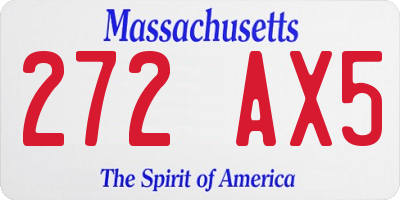 MA license plate 272AX5