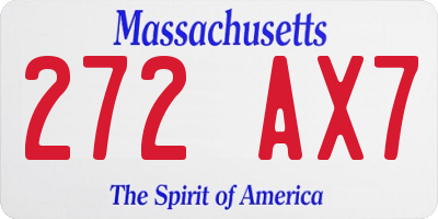 MA license plate 272AX7
