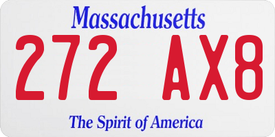 MA license plate 272AX8