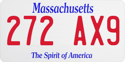 MA license plate 272AX9