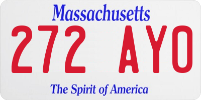MA license plate 272AY0