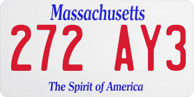 MA license plate 272AY3