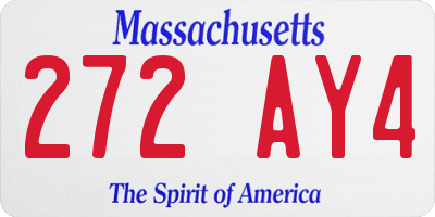 MA license plate 272AY4