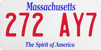 MA license plate 272AY7