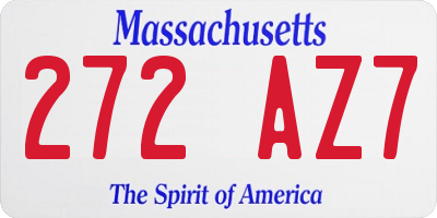 MA license plate 272AZ7