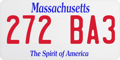MA license plate 272BA3