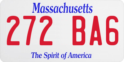 MA license plate 272BA6