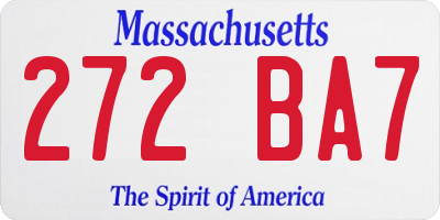 MA license plate 272BA7