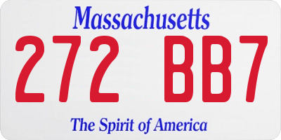 MA license plate 272BB7