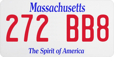MA license plate 272BB8