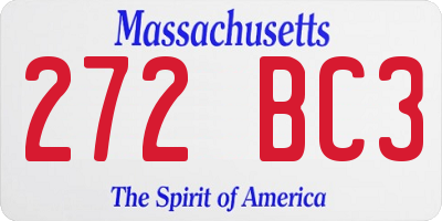 MA license plate 272BC3