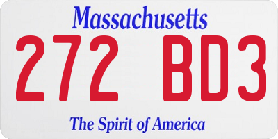 MA license plate 272BD3