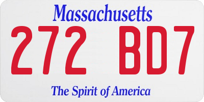 MA license plate 272BD7