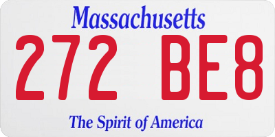 MA license plate 272BE8