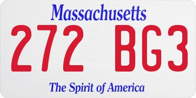MA license plate 272BG3