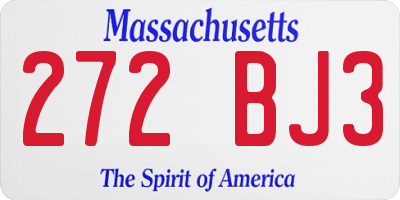 MA license plate 272BJ3